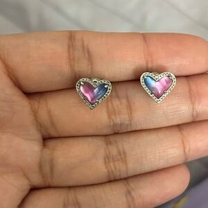 Kendra Scott Pink and Silver Heart Earrings